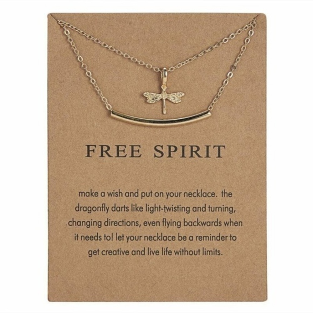 Free Spirit Dragonfly Wish Gold Necklace